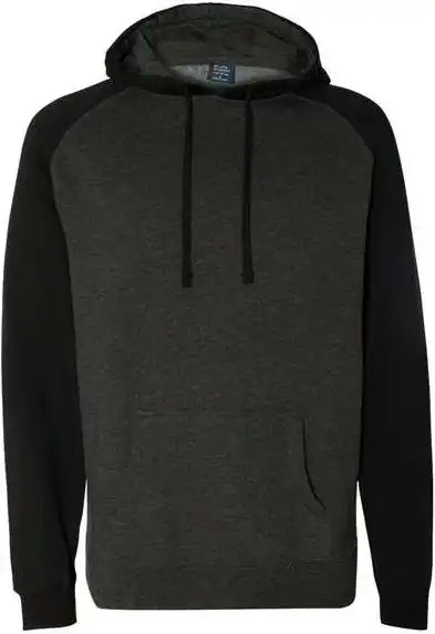 Independent Trading co Ind40rp Raglan Hooded Sweatshirt - Charcoal Heather Black