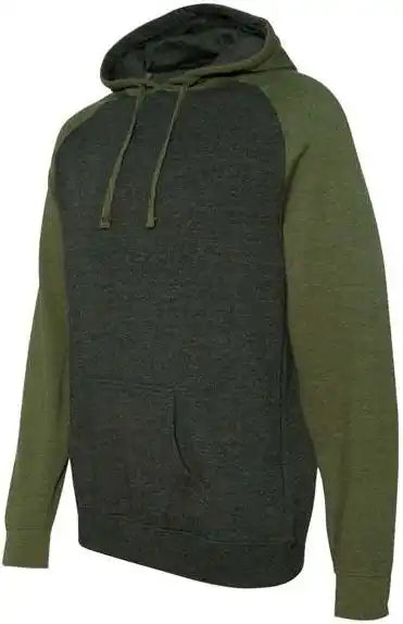 Independent Trading co Ind40rp Raglan Hooded Sweatshirt - Charcoal Heather Army