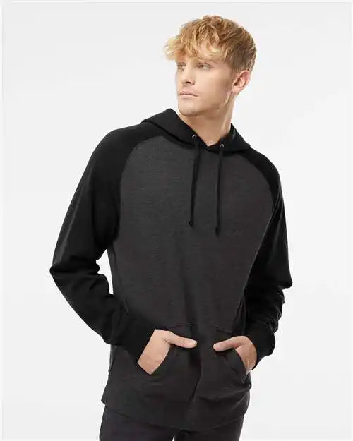 Independent Trading Co. Ind40rp Raglan Hooded Sweatshirt - Charcoal Heather Black