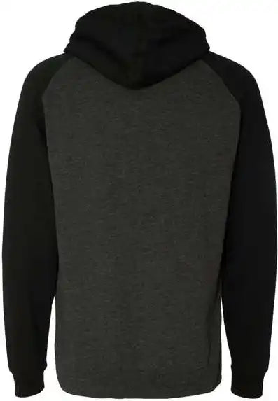 Independent Trading co Ind40rp Raglan Hooded Sweatshirt - Charcoal Heather Black