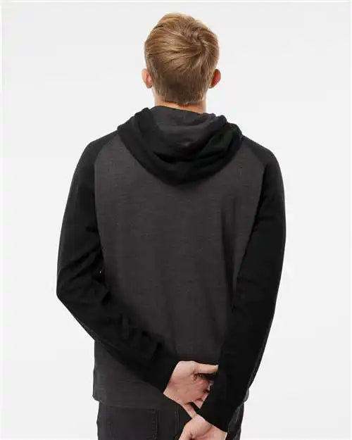 Independent Trading Co. Ind40rp Raglan Hooded Sweatshirt - Charcoal Heather Black