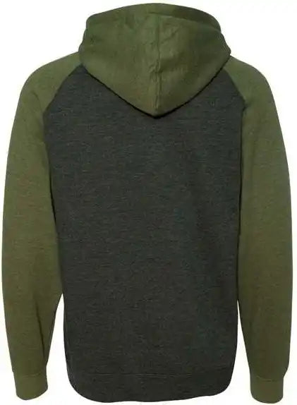 Independent Trading co Ind40rp Raglan Hooded Sweatshirt Charcoal Heather Army