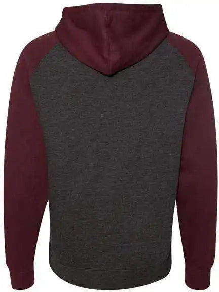 Independent Trading co Ind40rp Raglan Hooded Sweatshirt - Charcoal Heather Burgundy