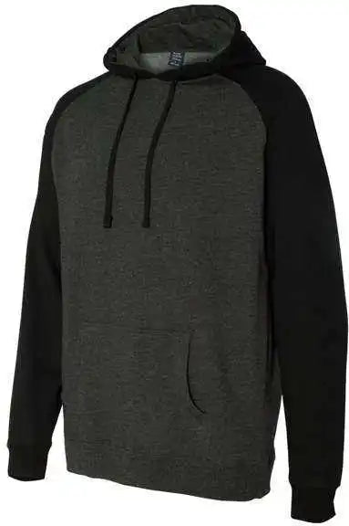 Independent Trading co Ind40rp Raglan Hooded Sweatshirt - Charcoal Heather Black
