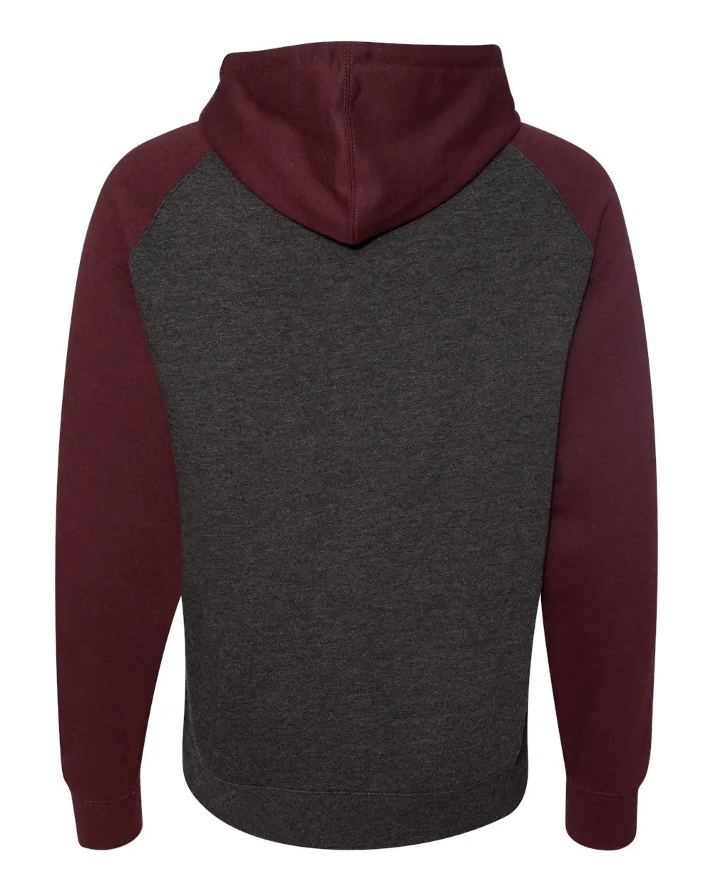Independent Trading Co. Ind40rp Raglan Hooded Sweatshirt - Charcoal Heather Burgundy