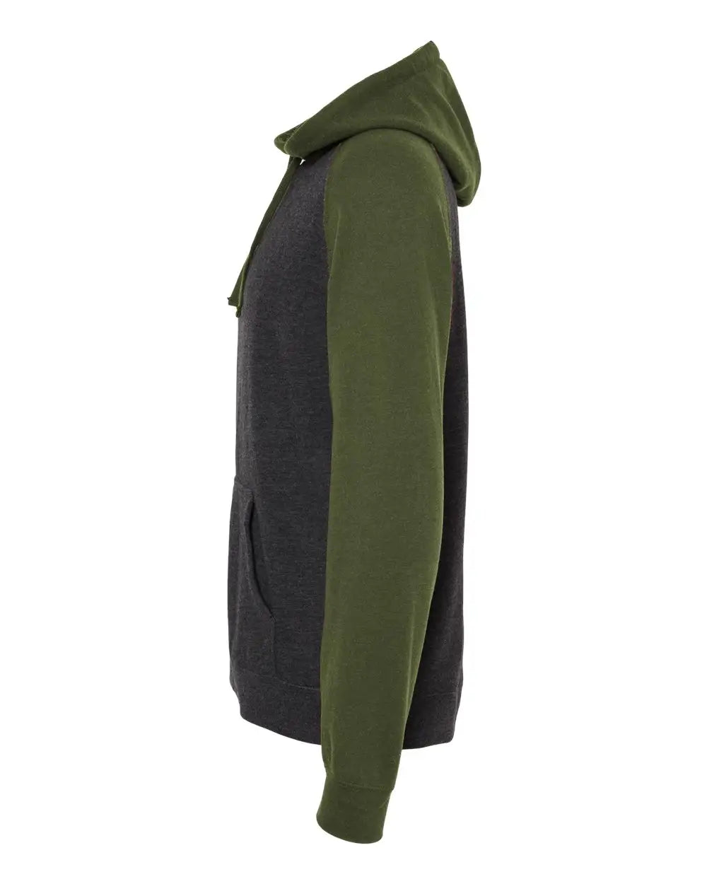 Independent Trading Co. Ind40rp Raglan Hooded Sweatshirt - Charcoal Heather Army