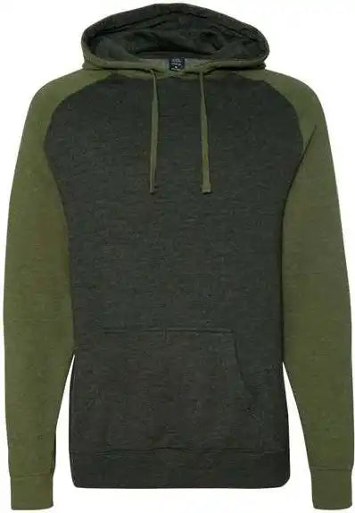 Independent Trading co Ind40rp Raglan Hooded Sweatshirt - Charcoal Heather Army