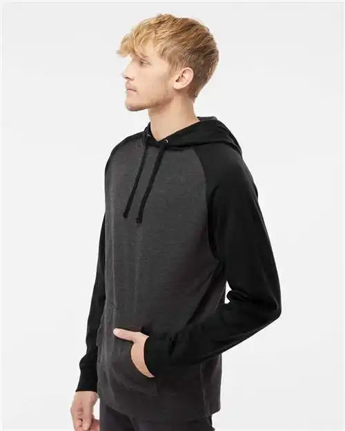 Independent Trading Co. Ind40rp Raglan Hooded Sweatshirt - Charcoal Heather Black