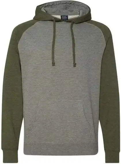 Independent Trading co Ind40rp Raglan Hooded Sweatshirt - Gunmetal Heather Army