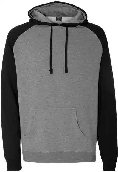 Independent Trading co Ind40rp Raglan Hooded Sweatshirt Gunmetal Heather Black