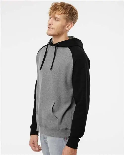 Independent Trading Co. Ind40rp Raglan Hooded Sweatshirt - Gunmetal Heather Black