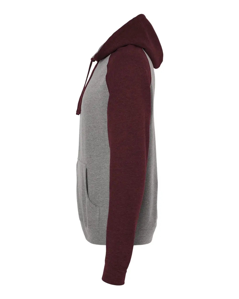 Independent Trading Co. Ind40rp Raglan Hooded Sweatshirt - Gunmetal Heather Burgundy