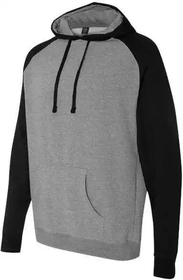 Independent Trading co Ind40rp Raglan Hooded Sweatshirt Gunmetal Heather Black