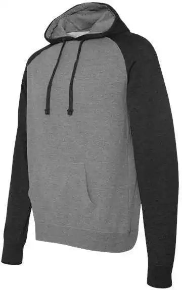 Independent Trading co Ind40rp Raglan Hooded Sweatshirt - Gunmetal Heather Charcoal