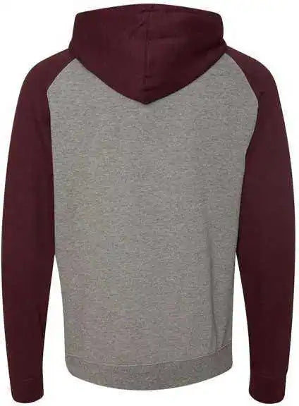 Independent Trading co Ind40rp Raglan Hooded Sweatshirt - Gunmetal Heather Burgundy