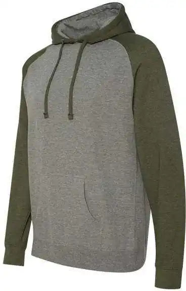 Independent Trading co Ind40rp Raglan Hooded Sweatshirt - Gunmetal Heather Army