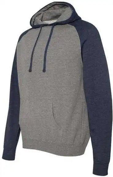 Independent Trading co Ind40rp Raglan Hooded Sweatshirt - Gunmetal Heather Classic Navy