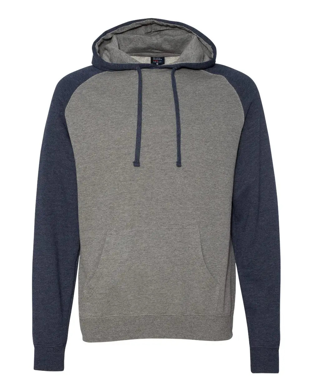 Independent Trading Co. Ind40rp Raglan Hooded Sweatshirt - Gunmetal Heather Classic Navy - Dark Gray / Xs