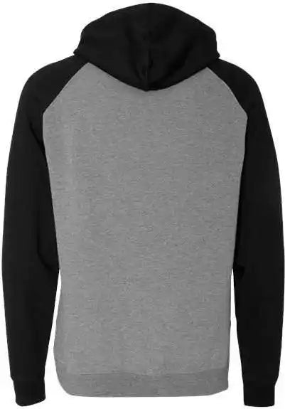 Independent Trading co Ind40rp Raglan Hooded Sweatshirt Gunmetal Heather Black