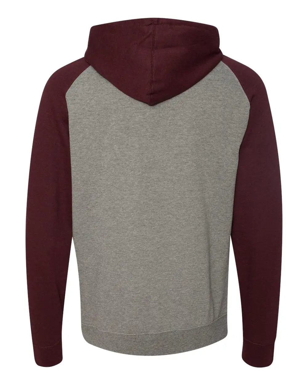 Independent Trading Co. Ind40rp Raglan Hooded Sweatshirt - Gunmetal Heather Burgundy