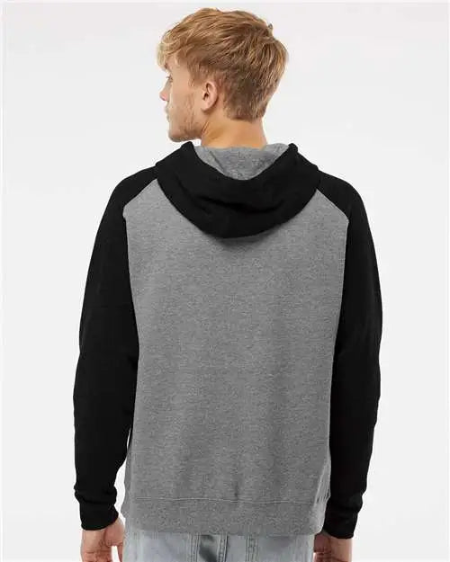 Independent Trading Co. Ind40rp Raglan Hooded Sweatshirt - Gunmetal Heather Black