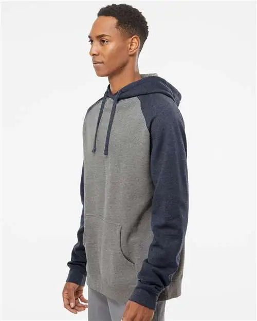 Independent Trading Co. Ind40rp Raglan Hooded Sweatshirt - Gunmetal Heather Classic Navy