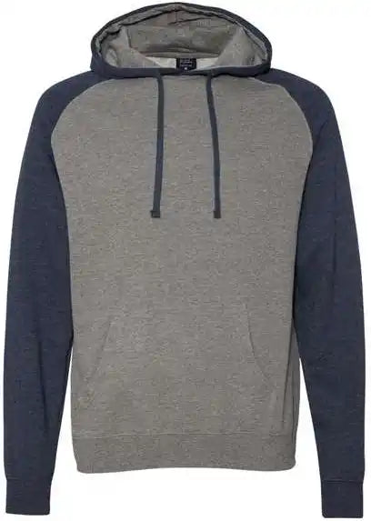 Independent Trading co Ind40rp Raglan Hooded Sweatshirt - Gunmetal Heather Classic Navy