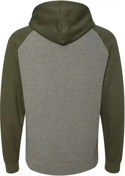 Independent Trading co Ind40rp Raglan Hooded Sweatshirt - Gunmetal Heather Army