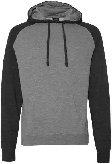 Independent Trading co Ind40rp Raglan Hooded Sweatshirt - Gunmetal Heather Charcoal