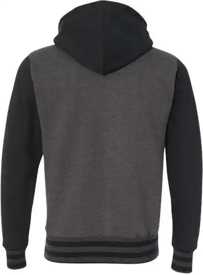 Independent Trading co Ind45uvz Unisex Heavyweight Varsity Full Zip Hooded Sweatshirt Charcoal Heather Black