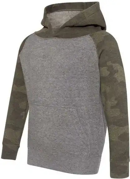Independent Trading co Prm10tsb Toddler Special Blend Raglan Hooded Sweatshirt - Nickel Heather Forest Camo