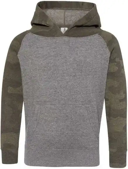 Independent Trading co Prm10tsb Toddler Special Blend Raglan Hooded Sweatshirt - Nickel Heather Forest Camo