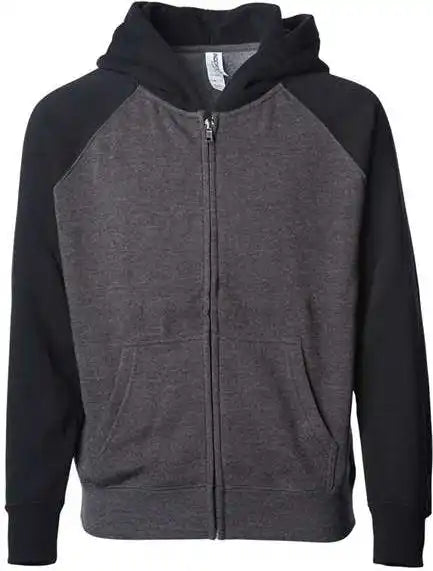 Independent Trading co Prm10tsbz Toddler Lightweight Special Blend Raglan Zip Hood - Carbon Black