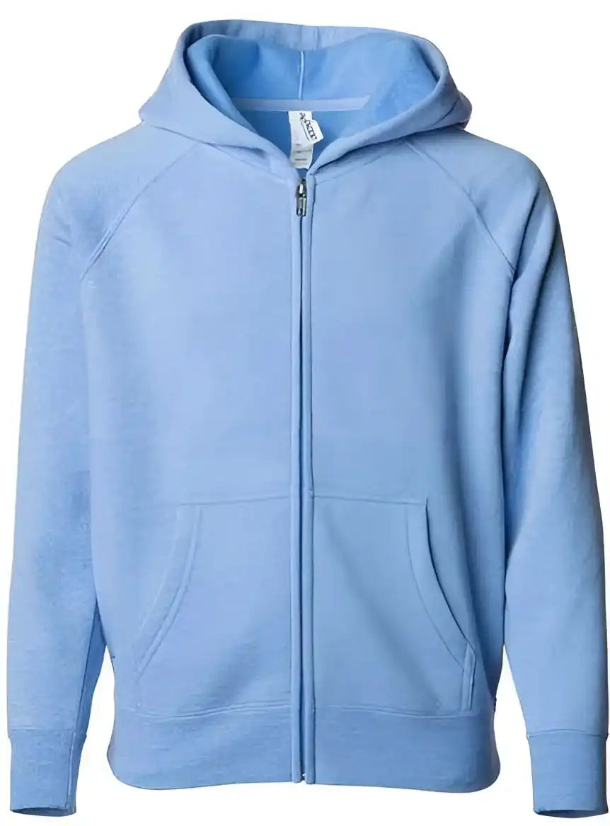 Independent Trading co Prm10tsbz Toddler Lightweight Special Blend Raglan Zip Hood - Pacific