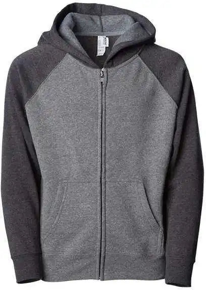 Independent Trading co Prm10tsbz Toddler Lightweight Special Blend Raglan Zip Hood - Nickel Carbon