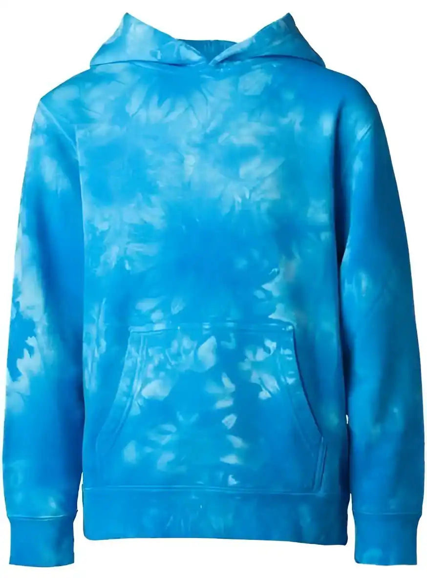 Independent Trading co Prm1500td Youth Midweight Tie Dye Hooded Pullover Aqua Blue