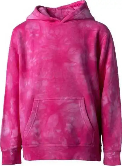 Independent Trading co Prm1500td Youth Midweight Tie Dye Hooded Pullover Pink