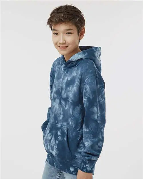 Independent Trading Co. Prm1500td Youth Midweight Tie-dyed Hooded Sweatshirt - Tie Dye Navy