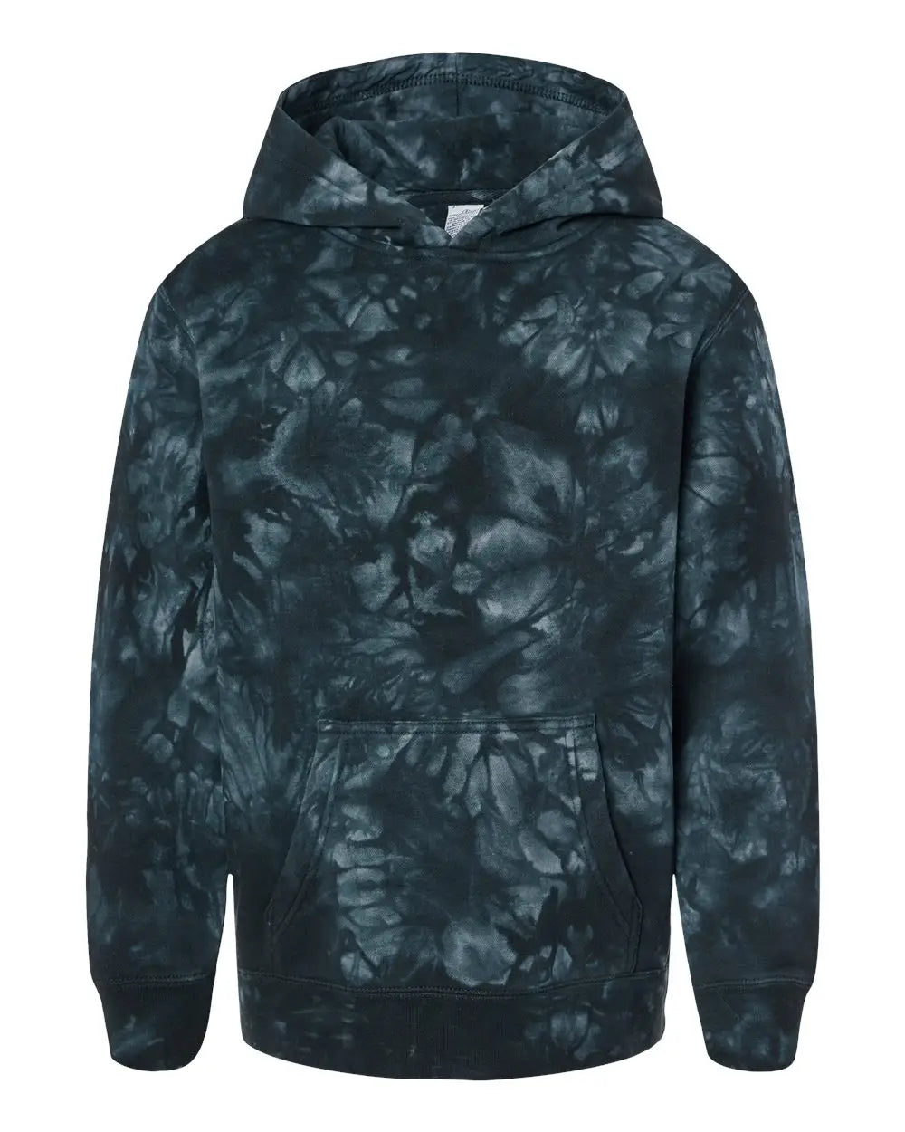Independent Trading Co. Prm1500td Youth Midweight Tie-dyed Hooded Sweatshirt - Tie Dye Black - Xs
