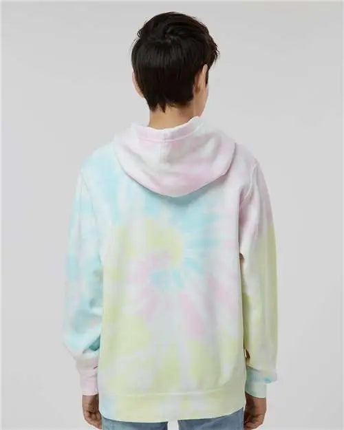Independent Trading Co. Prm1500td Youth Midweight Tie-dyed Hooded Sweatshirt - Tie Dye Sunset Swirl