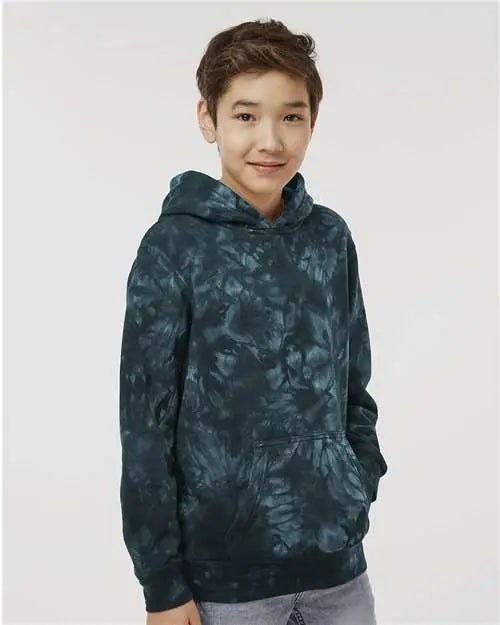 Independent Trading Co. Prm1500td Youth Midweight Tie-dyed Hooded Sweatshirt - Tie Dye Black