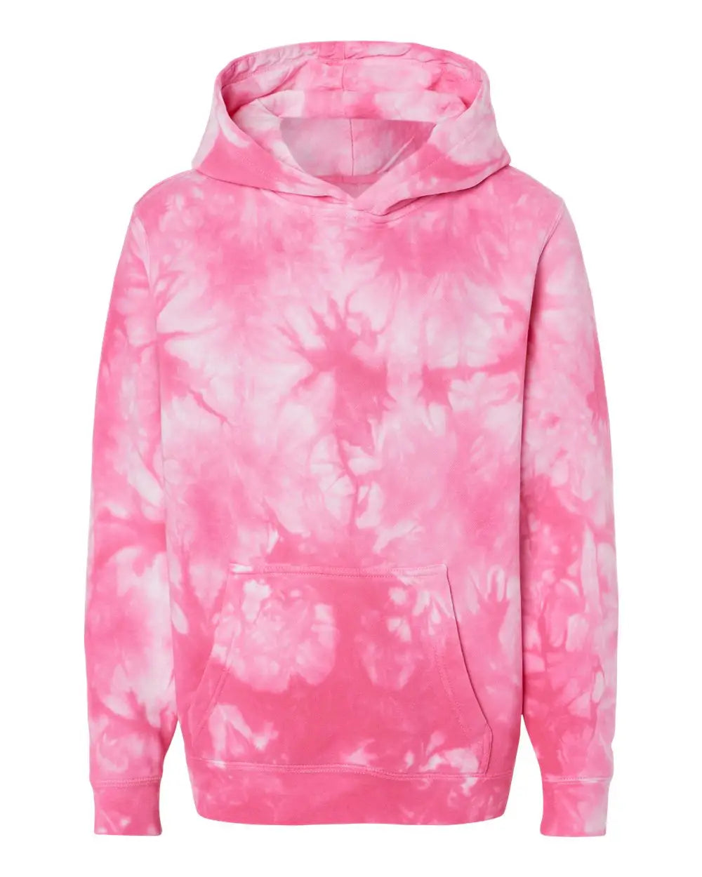 Independent Trading Co. Prm1500td Youth Midweight Tie-dyed Hooded Sweatshirt - Tie Dye Pink - Xs