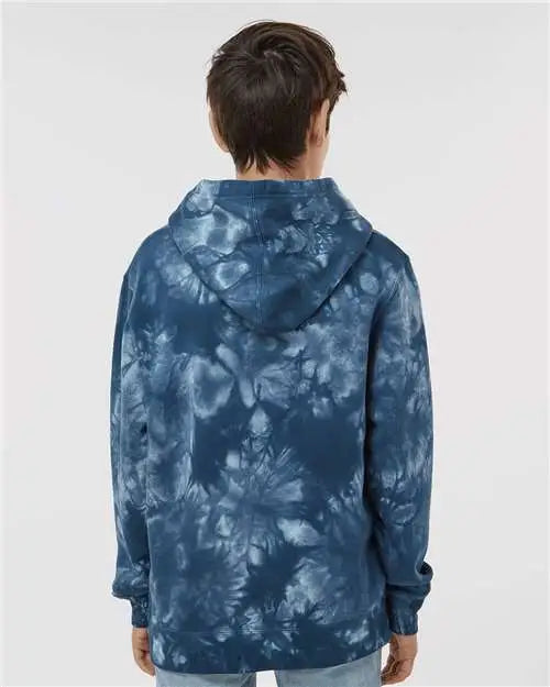 Independent Trading Co. Prm1500td Youth Midweight Tie-dyed Hooded Sweatshirt - Tie Dye Navy