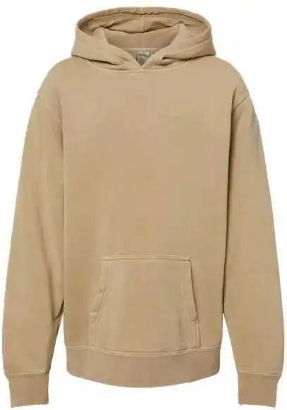 Independent Trading co Prm1500y Youth Midweight Pigment-dyed Hooded Sweatshirt - Pigment Sandstone