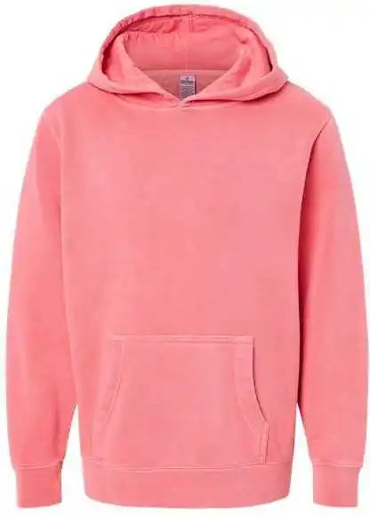 Independent Trading co Prm1500y Youth Midweight Pigment Dyed Hooded Sweatshirt Pink