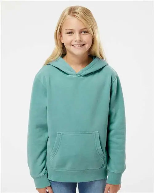 Independent Trading Co. Prm1500y Youth Midweight Pigment-dyed Hooded Sweatshirt - Pigment Mint