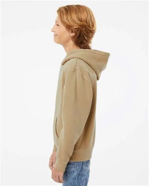 Independent Trading Co. Prm1500y Youth Midweight Pigment-dyed Hooded Sweatshirt - Pigment Sandstone