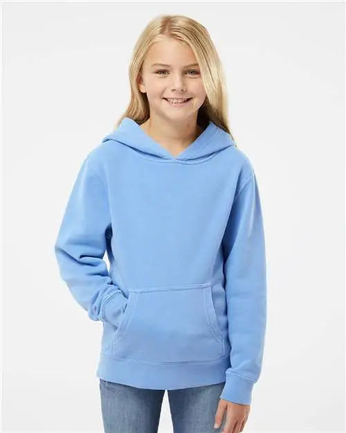 Independent Trading Co. Prm1500y Youth Midweight Pigment-dyed Hooded Sweatshirt - Pigment Light Blue