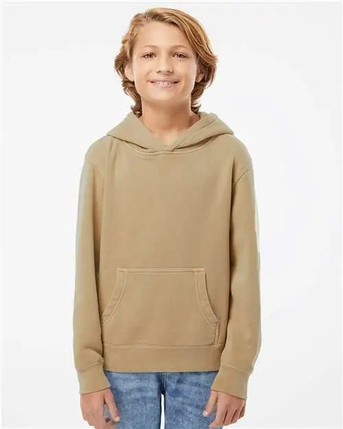 Independent Trading Co. Prm1500y Youth Midweight Pigment-dyed Hooded Sweatshirt - Pigment Sandstone