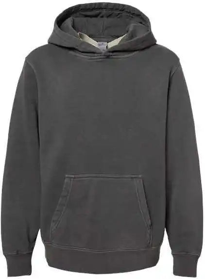 Independent Trading co Prm1500y Youth Midweight Pigment Dyed Hooded Sweatshirt Black